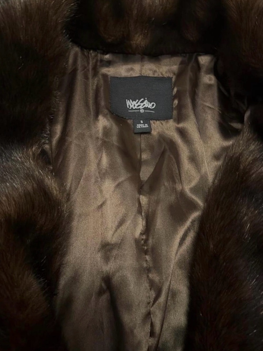 Vintage 2000s Brown Faux Fur Cropped Jacket /never worn - Picture 3 of 7